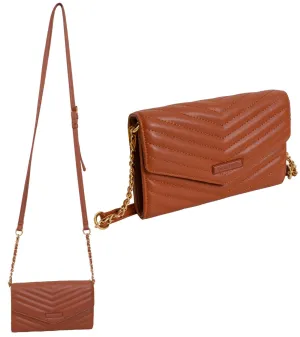 Chevron Quilted Phone Case & Wallet On Chain Crossbody