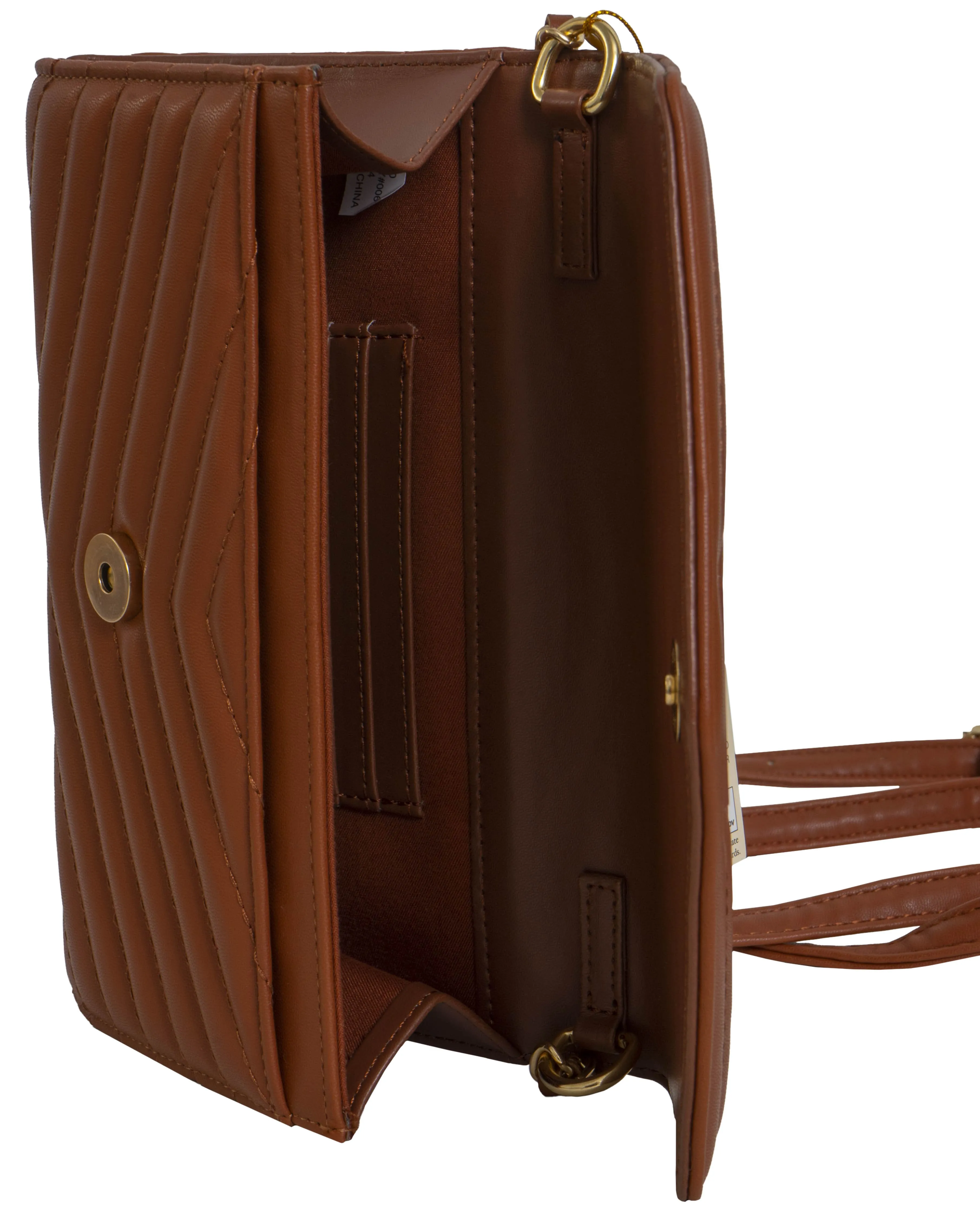 Chevron Quilted Phone Case & Wallet On Chain Crossbody