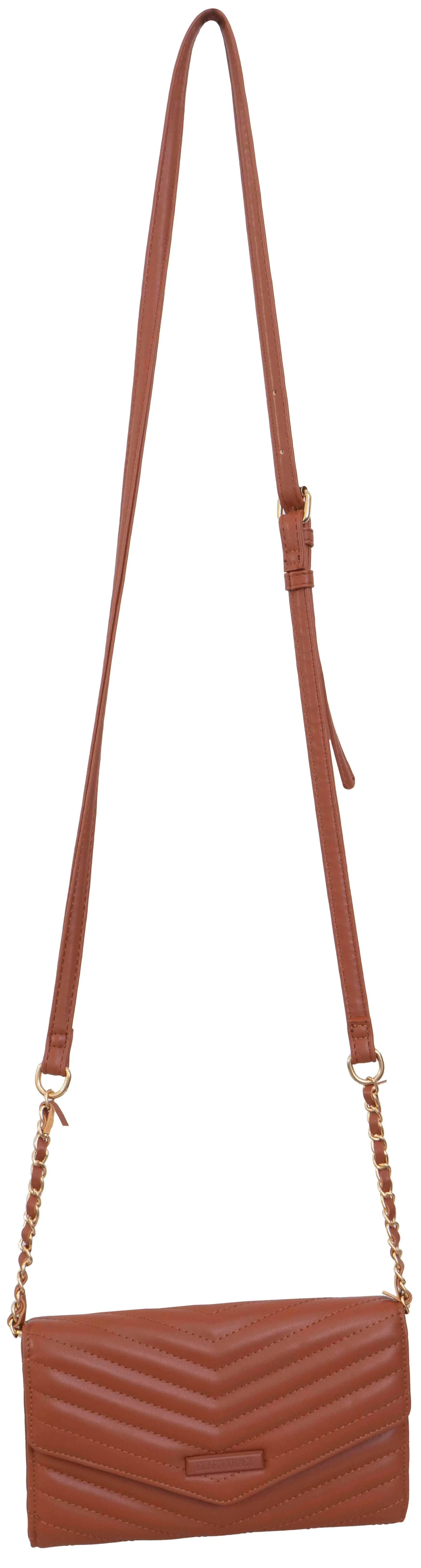 Chevron Quilted Phone Case & Wallet On Chain Crossbody