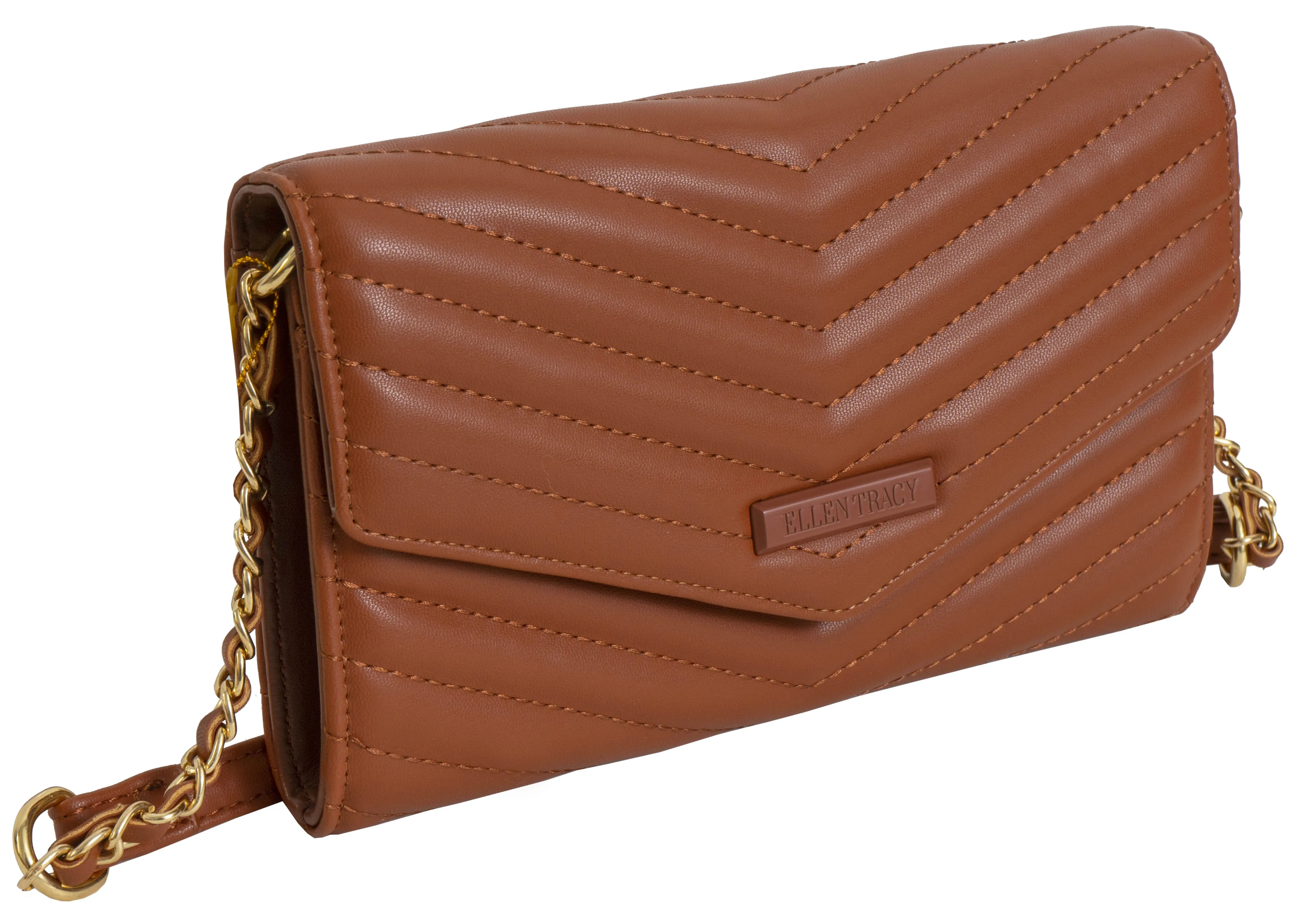 Chevron Quilted Phone Case & Wallet On Chain Crossbody