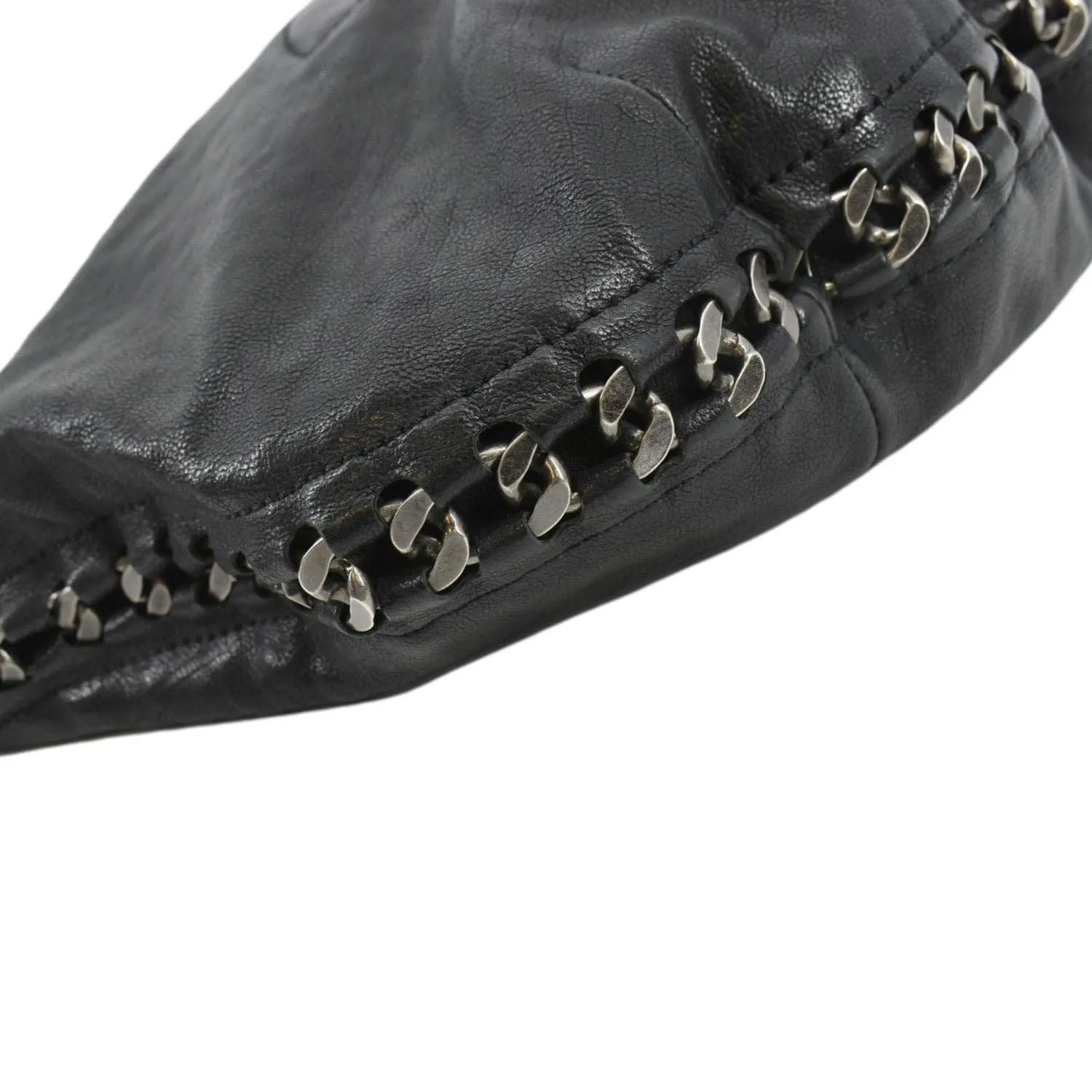 CL Modern Chain Calfskin Leather Hobo Bag Black