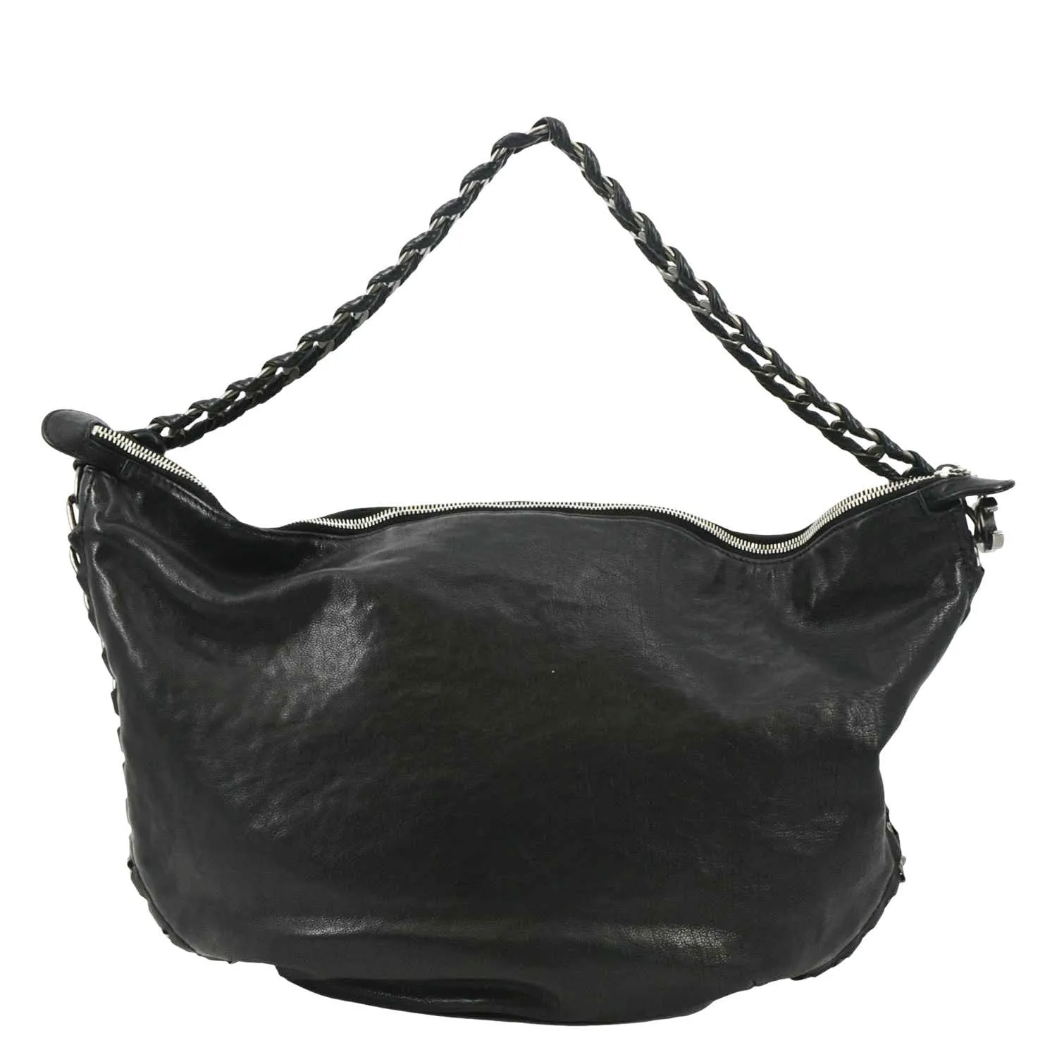 CL Modern Chain Calfskin Leather Hobo Bag Black