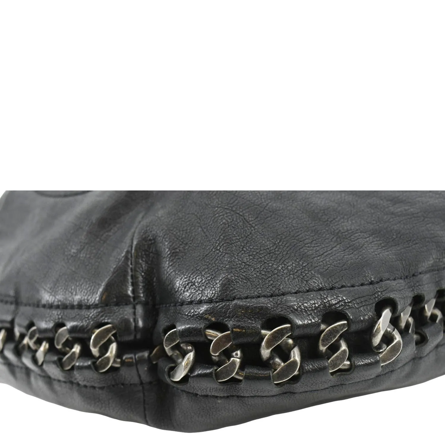 CL Modern Chain Calfskin Leather Hobo Bag Black
