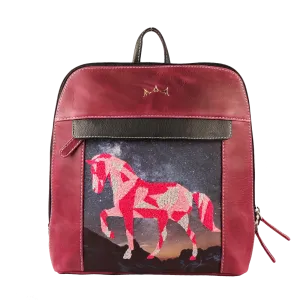 Genuine Leather Handcrafted Small Backpack Women (Cranberry)