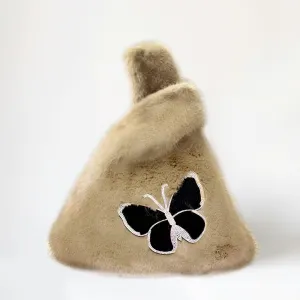 iLLASPARKZ Fluffy Faux Fur Butterfly Slouchy Tote Bag