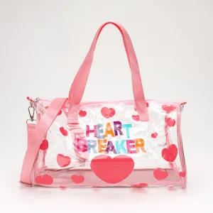 iLLASPARKZ HEART BRAKER Message Heart Pattern Printed Transparent Boston Bag / Crossbody Bag