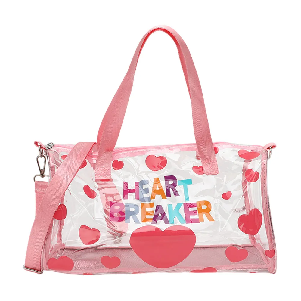 iLLASPARKZ HEART BRAKER Message Heart Pattern Printed Transparent Boston Bag / Crossbody Bag