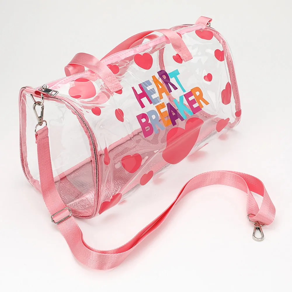 iLLASPARKZ HEART BRAKER Message Heart Pattern Printed Transparent Boston Bag / Crossbody Bag