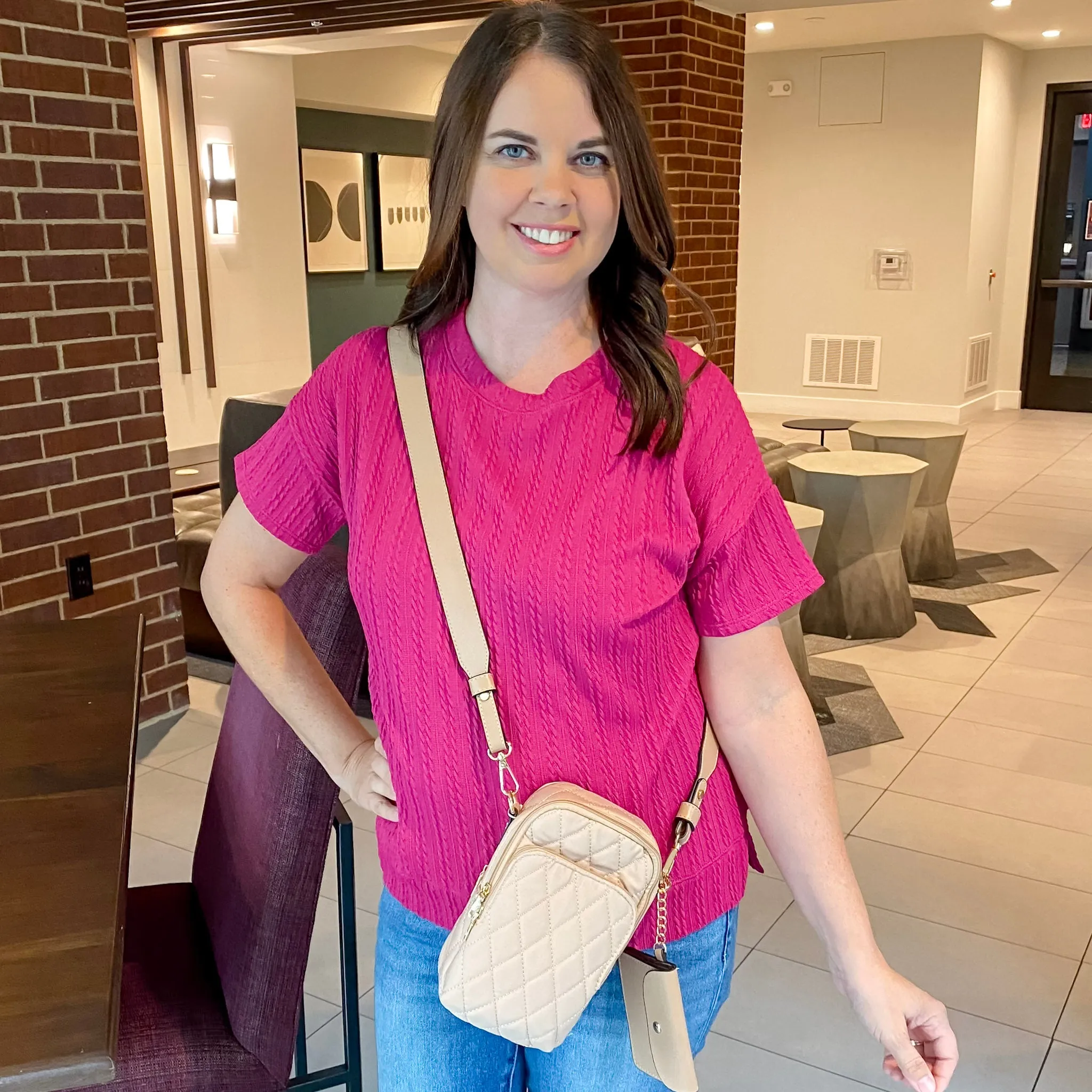 Jen & Co Parker Quilted Crossbody - Tan