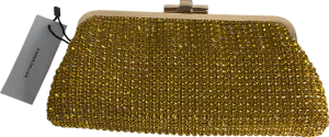 Karen Millen Yellow Rhinestone Clutch Bag with chain strap