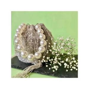 Nayaab by Sonia Pristine Frost Bucket Silver Potli for Women