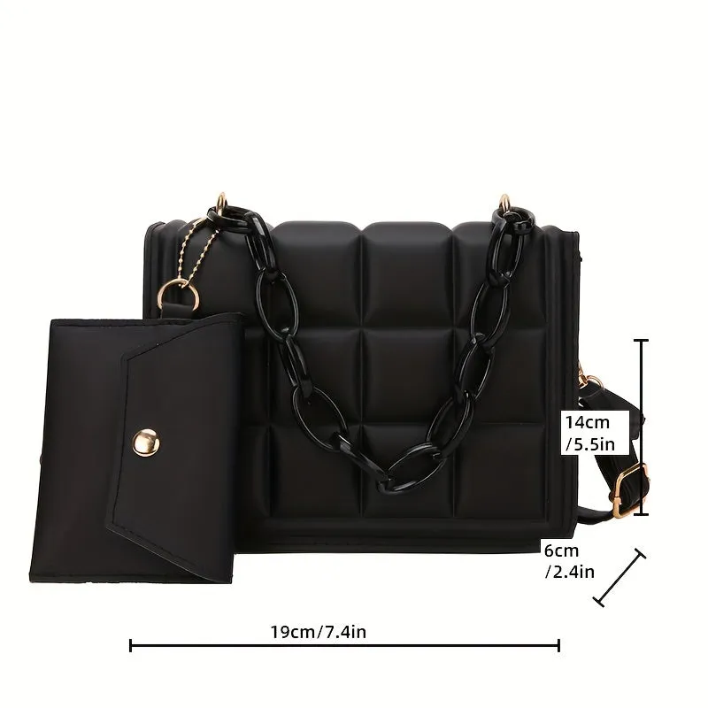 Quilted Crossbody Wallet Set