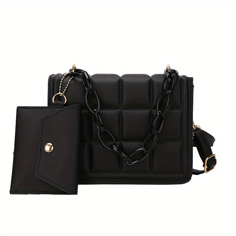 Quilted Crossbody Wallet Set