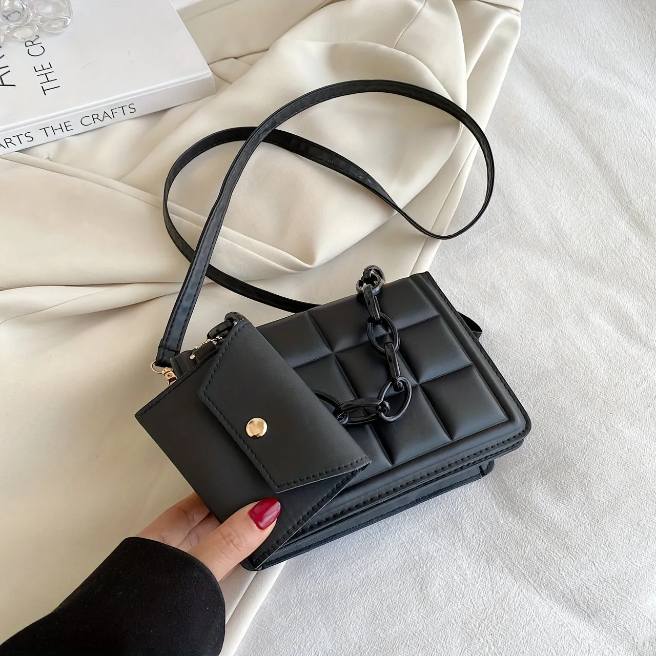 Quilted Crossbody Wallet Set