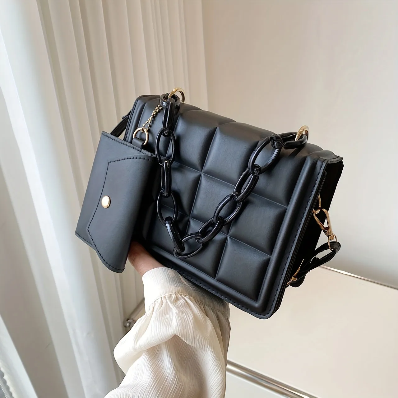 Quilted Crossbody Wallet Set