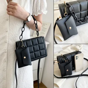 Quilted Crossbody Wallet Set