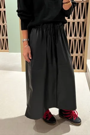 VEGAN LEATHER DRAWSTRING SKIRT